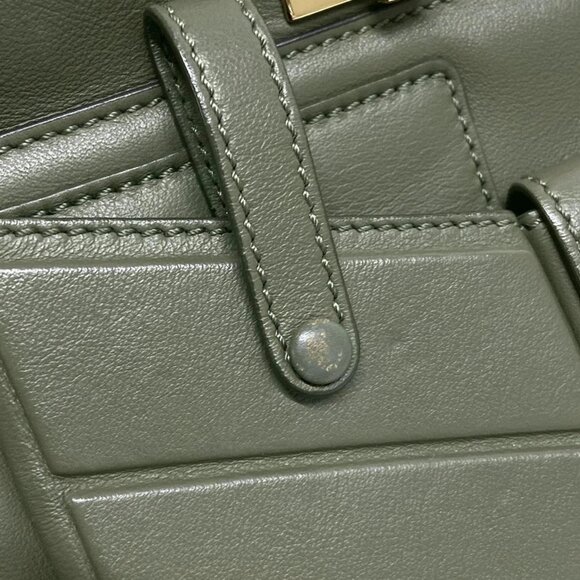 Auth FENDI Mini Peekaboo Pocket 8BN311 Khaki Leather - Handbag - Picture 12 of 16